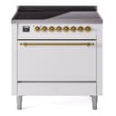 Nostalgie II 36 UPI366QNMPWHG Freestanding Electric Range Range with Induction Single Oven with Solid Door with Brass knobs view 1