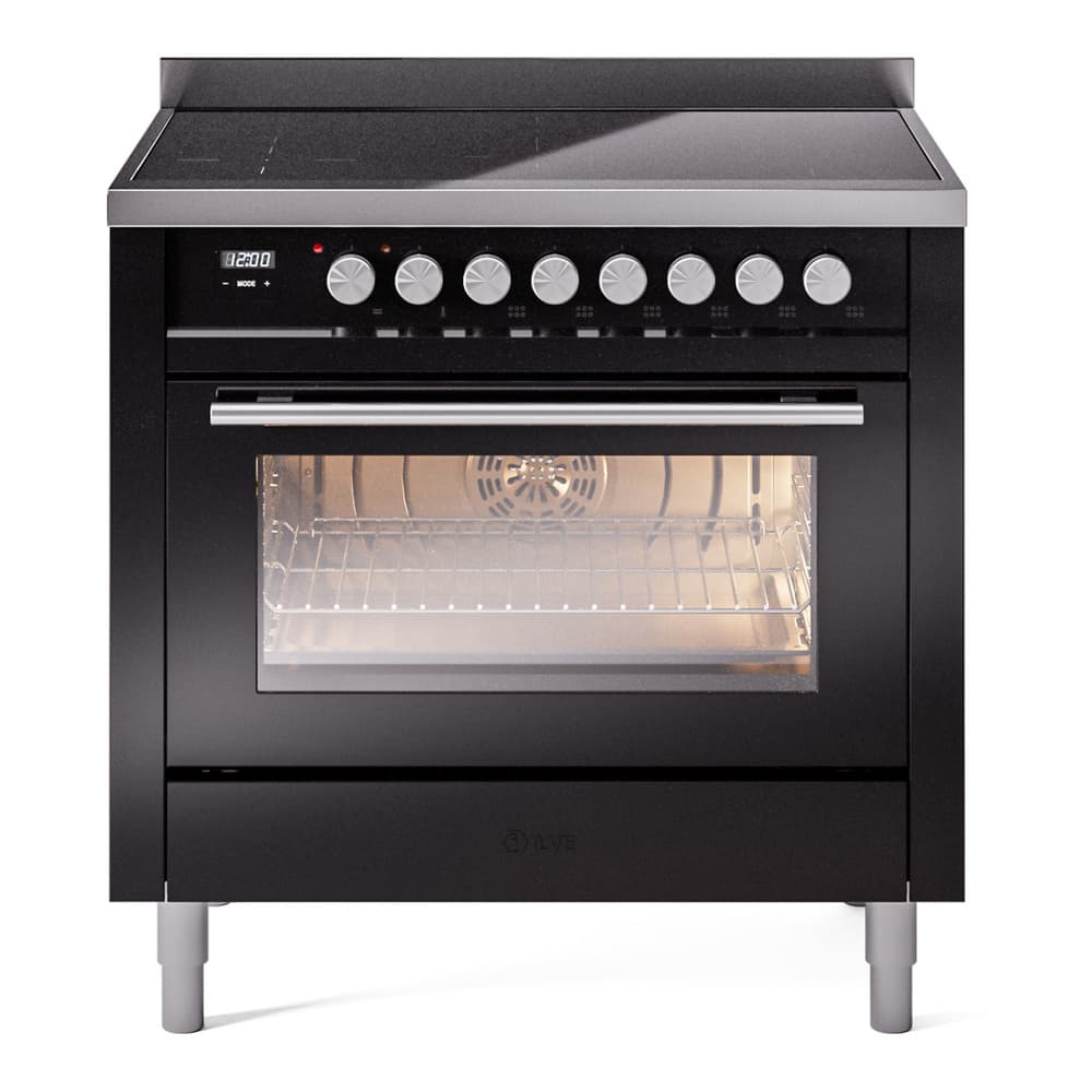 Professional Plus II 36 UPI366WMPBK Freestanding Electric Range Range with Induction Single Oven with Triple Glass Door with Stainless Steel knobs