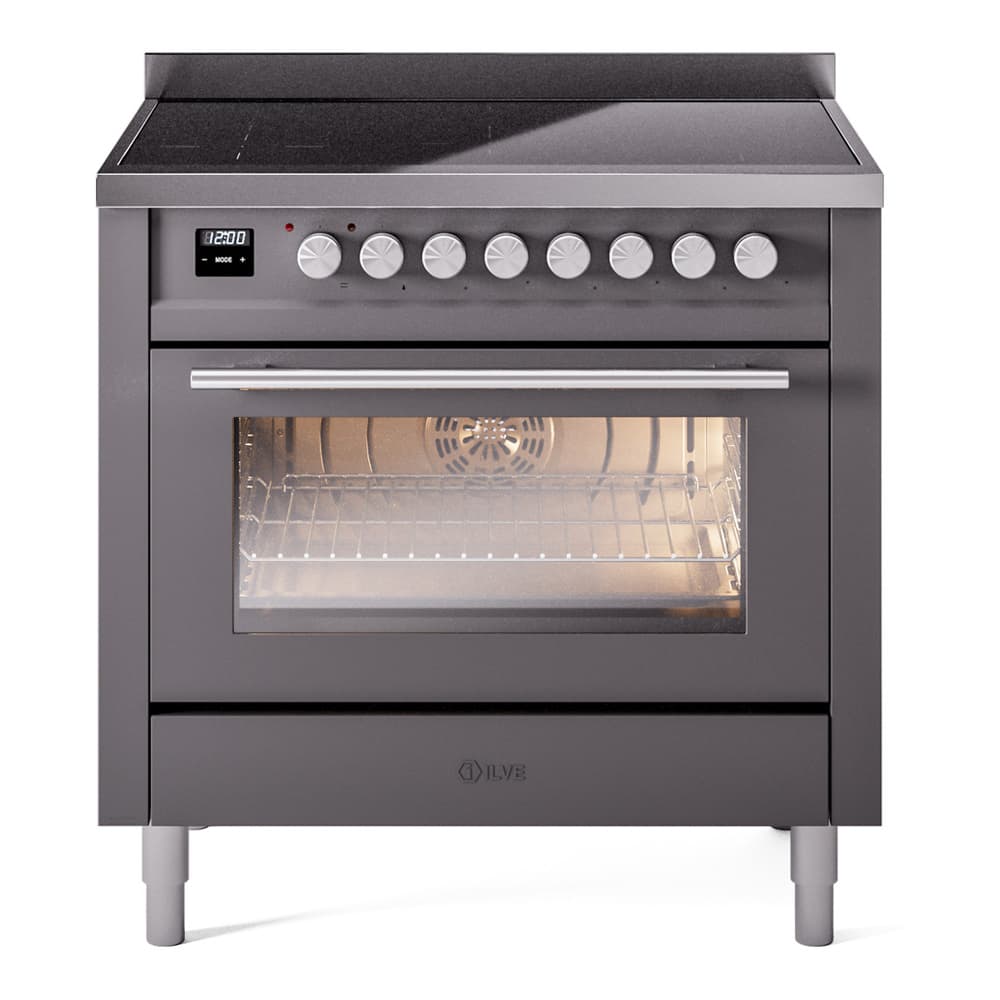 Professional Plus II 36 UPI366WMPMG Freestanding Electric Range Range with Induction Single Oven with Triple Glass Door with Stainless Steel knobs
