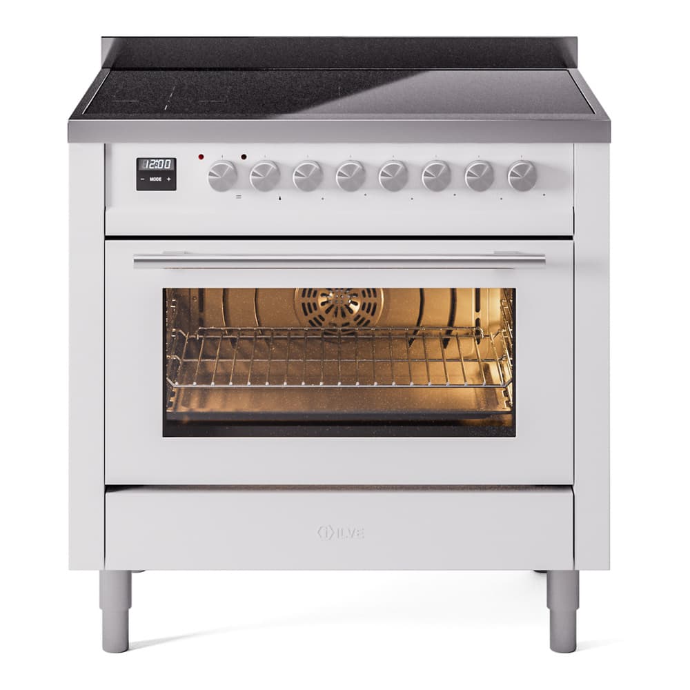 Professional Plus II 36 UPI366WMPWH Freestanding Electric Range Range with Induction Single Oven with Triple Glass Door with Stainless Steel knobs