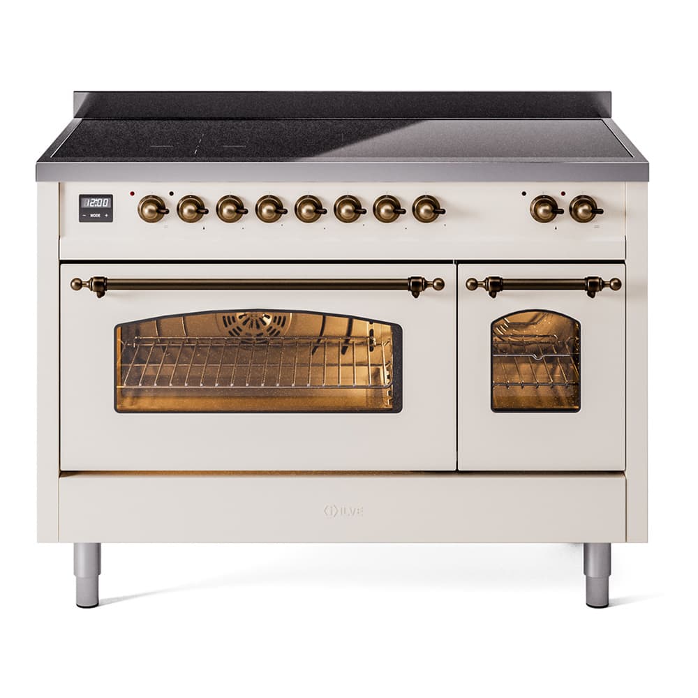 Nostalgie II 48 UPI486NMPAWB Freestanding Electric Range Range with Induction Double Oven with Triple Glass Door with Bronze knobs