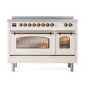 Nostalgie II 48 UPI486NMPAWB Freestanding Electric Range Range with Induction Double Oven with Triple Glass Door with Bronze knobs view 2