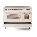 Nostalgie II 48 UPI486NMPAWB Freestanding Electric Range Range with Induction Double Oven with Triple Glass Door with Bronze knobs view 6