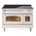 Nostalgie II 48 UPI486NMPAWC Freestanding Electric Range Range with Induction Double Oven with Triple Glass Door with Chrome knobs view 1