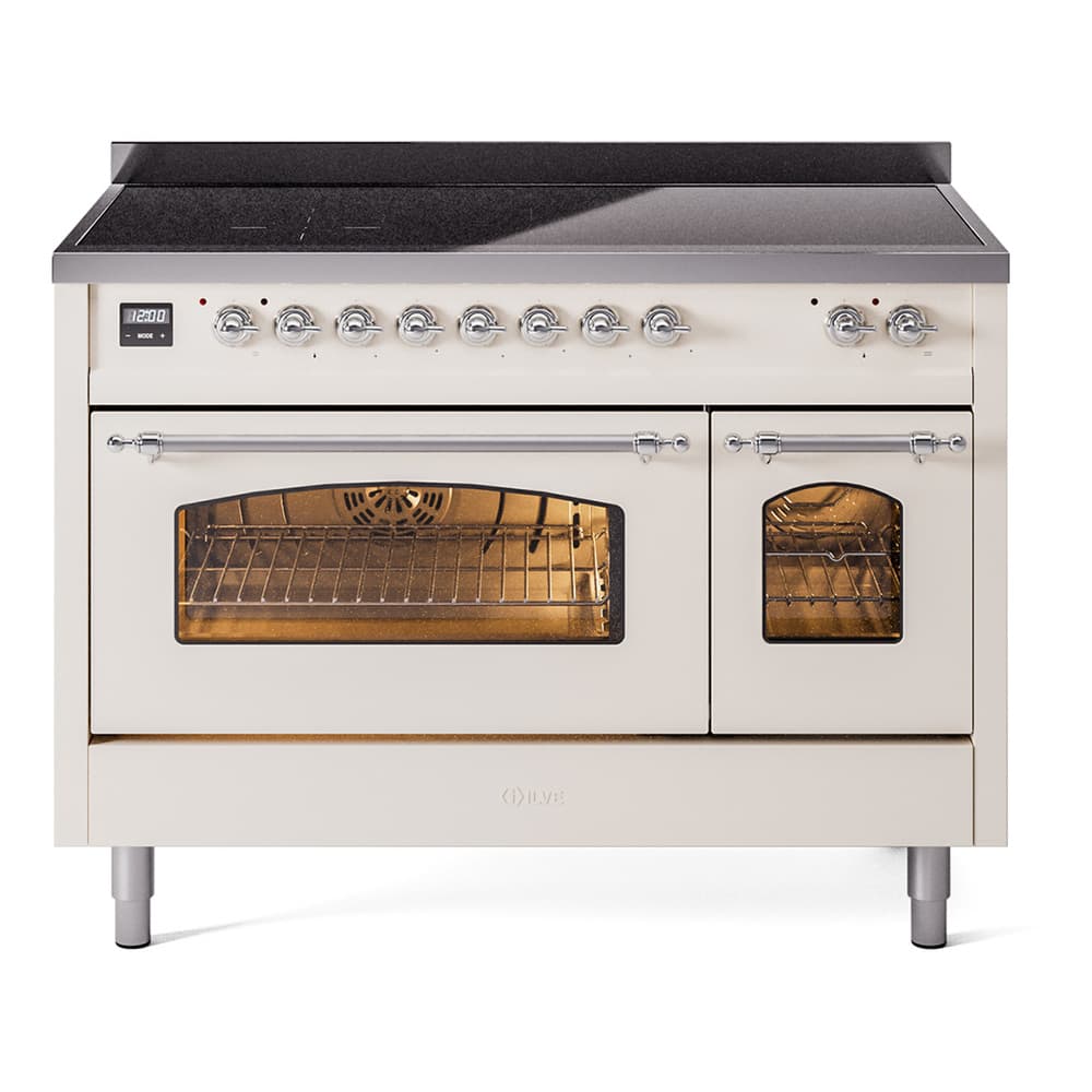 Nostalgie II 48 UPI486NMPAWC Freestanding Electric Range Range with Induction Double Oven with Triple Glass Door with Chrome knobs
