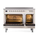 Nostalgie II 48 UPI486NMPAWC Freestanding Electric Range Range with Induction Double Oven with Triple Glass Door with Chrome knobs view 2