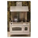 Nostalgie II 48 UPI486NMPAWC Freestanding Electric Range Range with Induction Double Oven with Triple Glass Door with Chrome knobs view 3