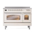Nostalgie II 48 UPI486NMPAWC Freestanding Electric Range Range with Induction Double Oven with Triple Glass Door with Chrome knobs view 7