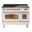 Nostalgie II 48 UPI486NMPAWG Freestanding Electric Range Range with Induction Double Oven with Triple Glass Door with Brass knobs view 1