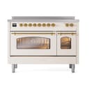 Nostalgie II 48 UPI486NMPAWG Freestanding Electric Range Range with Induction Double Oven with Triple Glass Door with Brass knobs view 2