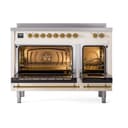 Nostalgie II 48 UPI486NMPAWG Freestanding Electric Range Range with Induction Double Oven with Triple Glass Door with Brass knobs view 3