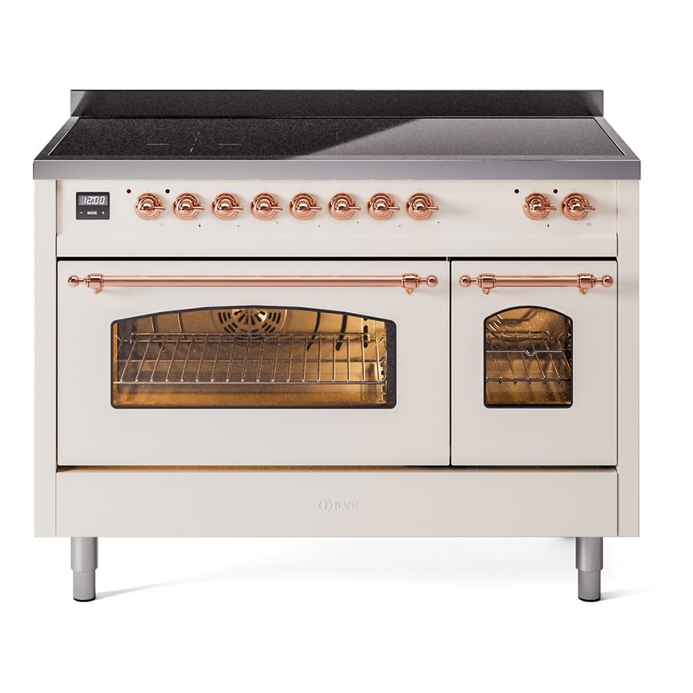 Nostalgie II 48 UPI486NMPAWP Freestanding Electric Range Range with Induction Double Oven with Triple Glass Door with Copper knobs