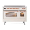 Nostalgie II 48 UPI486NMPAWP Freestanding Electric Range Range with Induction Double Oven with Triple Glass Door with Copper knobs view 2
