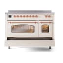 Nostalgie II 48 UPI486NMPAWP Freestanding Electric Range Range with Induction Double Oven with Triple Glass Door with Copper knobs view 6