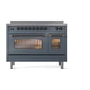 Nostalgie II 48 UPI486NMPBGB Freestanding Electric Range Range with Induction Double Oven with Triple Glass Door with Bronze knobs view 2