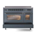 Nostalgie II 48 UPI486NMPBGB Freestanding Electric Range Range with Induction Double Oven with Triple Glass Door with Bronze knobs view 6