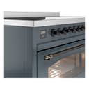 Nostalgie II 48 UPI486NMPBGB Freestanding Electric Range Range with Induction Double Oven with Triple Glass Door with Bronze knobs view 7