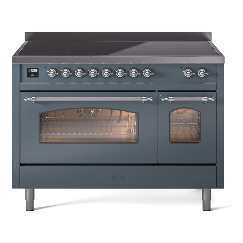 Nostalgie II 48 UPI486NMPBGC Freestanding Electric Range Range with Induction Double Oven with Triple Glass Door with Chrome knobs