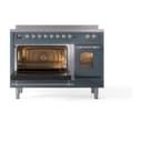 Nostalgie II 48 UPI486NMPBGC Freestanding Electric Range Range with Induction Double Oven with Triple Glass Door with Chrome knobs view 4