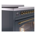 Nostalgie II 48 UPI486NMPBGG Freestanding Electric Range Range with Induction Double Oven with Triple Glass Door with Brass knobs view 7