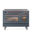 Nostalgie II 48 UPI486NMPBGP Freestanding Electric Range Range with Induction Double Oven with Triple Glass Door with Copper knobs view 2