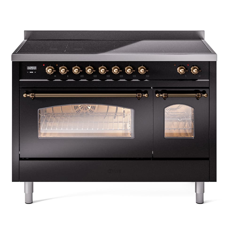 Nostalgie II 48 UPI486NMPBKB Freestanding Electric Range Range with Induction Double Oven with Triple Glass Door with Bronze knobs