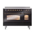 Nostalgie II 48 UPI486NMPBKB Freestanding Electric Range Range with Induction Double Oven with Triple Glass Door with Bronze knobs view 2