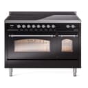 Nostalgie II 48 UPI486NMPBKC Freestanding Electric Range Range with Induction Double Oven with Triple Glass Door with Chrome knobs view 1