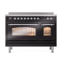 Nostalgie II 48 UPI486NMPBKC Freestanding Electric Range Range with Induction Double Oven with Triple Glass Door with Chrome knobs view 2
