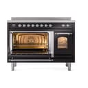 Nostalgie II 48 UPI486NMPBKC Freestanding Electric Range Range with Induction Double Oven with Triple Glass Door with Chrome knobs view 4