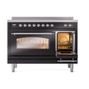 Nostalgie II 48 UPI486NMPBKC Freestanding Electric Range Range with Induction Double Oven with Triple Glass Door with Chrome knobs view 5