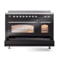 Nostalgie II 48 UPI486NMPBKC Freestanding Electric Range Range with Induction Double Oven with Triple Glass Door with Chrome knobs view 6