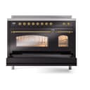 Nostalgie II 48 UPI486NMPBKG Freestanding Electric Range Range with Induction Double Oven with Triple Glass Door with Brass knobs view 6