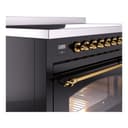 Nostalgie II 48 UPI486NMPBKG Freestanding Electric Range Range with Induction Double Oven with Triple Glass Door with Brass knobs view 7