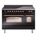 Nostalgie II 48 UPI486NMPBKP Freestanding Electric Range Range with Induction Double Oven with Triple Glass Door with Copper knobs view 1