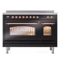 Nostalgie II 48 UPI486NMPBKP Freestanding Electric Range Range with Induction Double Oven with Triple Glass Door with Copper knobs view 2