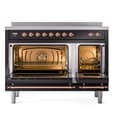 Nostalgie II 48 UPI486NMPBKP Freestanding Electric Range Range with Induction Double Oven with Triple Glass Door with Copper knobs view 3