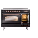 Nostalgie II 48 UPI486NMPBKP Freestanding Electric Range Range with Induction Double Oven with Triple Glass Door with Copper knobs view 5