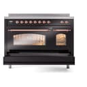 Nostalgie II 48 UPI486NMPBKP Freestanding Electric Range Range with Induction Double Oven with Triple Glass Door with Copper knobs view 6