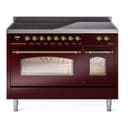 Nostalgie II 48 UPI486NMPBUG Freestanding Electric Range Range with Induction Double Oven with Triple Glass Door with Brass knobs view 1