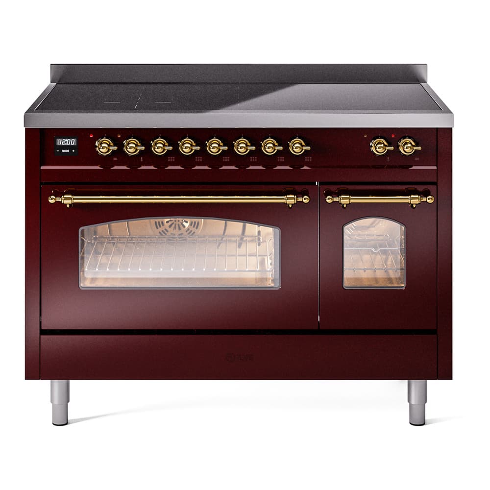 Nostalgie II 48 UPI486NMPBUG Freestanding Electric Range Range with Induction Double Oven with Triple Glass Door with Brass knobs