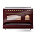 Nostalgie II 48 UPI486NMPBUG Freestanding Electric Range Range with Induction Double Oven with Triple Glass Door with Brass knobs view 6