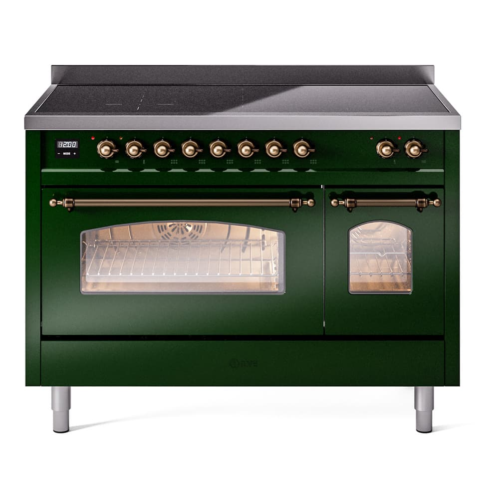 Nostalgie II 48 UPI486NMPEGB Freestanding Electric Range Range with Induction Double Oven with Triple Glass Door with Bronze knobs