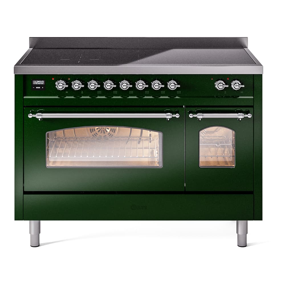Nostalgie II 48 UPI486NMPEGC Freestanding Electric Range Range with Induction Double Oven with Triple Glass Door with Chrome knobs