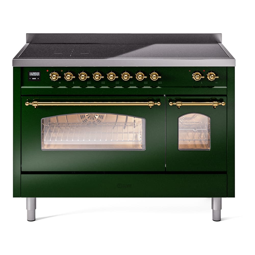 Nostalgie II 48 UPI486NMPEGG Freestanding Electric Range Range with Induction Double Oven with Triple Glass Door with Brass knobs