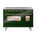 Nostalgie II 48 UPI486NMPEGG Freestanding Electric Range Range with Induction Double Oven with Triple Glass Door with Brass knobs view 2