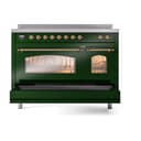 Nostalgie II 48 UPI486NMPEGG Freestanding Electric Range Range with Induction Double Oven with Triple Glass Door with Brass knobs view 6
