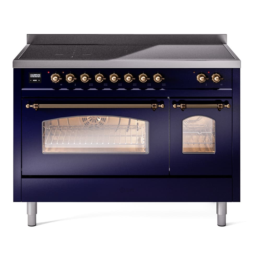 Nostalgie II 48 UPI486NMPMBB Freestanding Electric Range Range with Induction Double Oven with Triple Glass Door with Bronze knobs