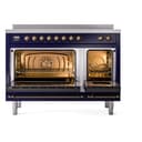 Nostalgie II 48 UPI486NMPMBB Freestanding Electric Range Range with Induction Double Oven with Triple Glass Door with Bronze knobs view 3