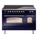 Nostalgie II 48 UPI486NMPMBC Freestanding Electric Range Range with Induction Double Oven with Triple Glass Door with Chrome knobs view 1